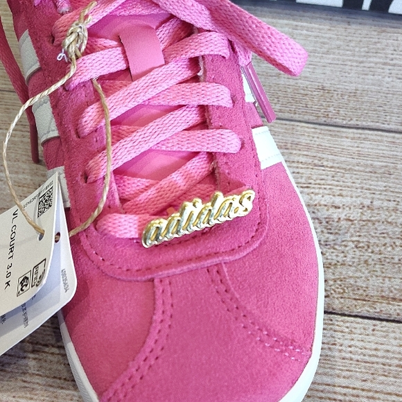 *New Adidas VL Court 3.0 K Pink Sneakers - Picture 3 of 7